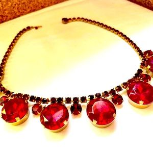 Vintage Weiss Large Red Rhinestone Choker “unsigned”